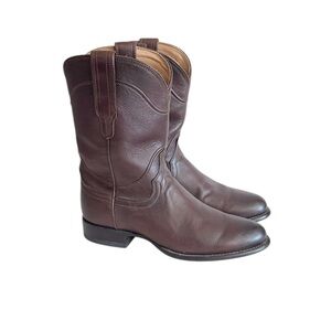 Tecovas The Earl Dark Brown Leather Cowboy Western Roper Boots size 7.5 D